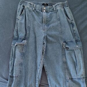 Vans Men's Relaxed Cargo Jeans in Light Blue Denim